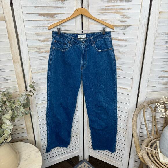ABERCROMBIE Women's 31 12R Curve Love The 90s Relaxed High Rise Denim Jean Raw - Picture 11 of 11